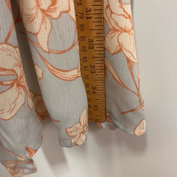 Gilli Pale Blue Floral Pattern Sleeveless Dress with Belt Accent Size Medium - Picture 12 of 12